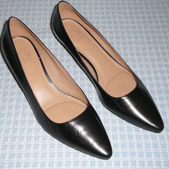 narrow black pumps